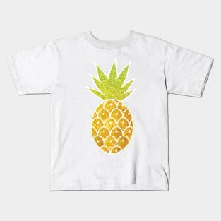 Glitter Tropical Pineapple with Stripes and Dots Kids T-Shirt